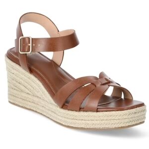BRAND NEW TIME and TRU WOMEN's ESPADRILL WEDGE LEATHER SANDALS